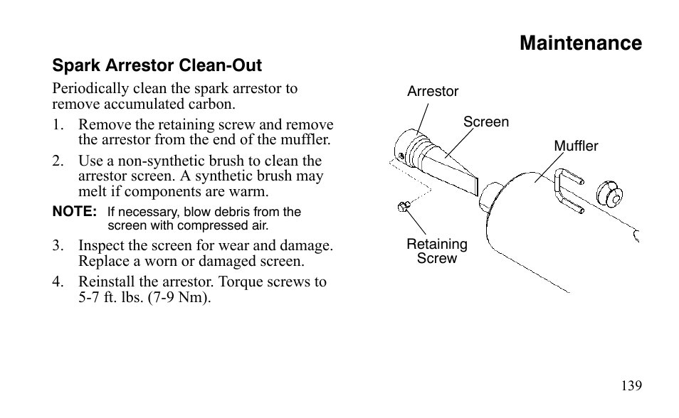 Maintenance | Polaris Outlaw 450 S User Manual | Page 142 / 218