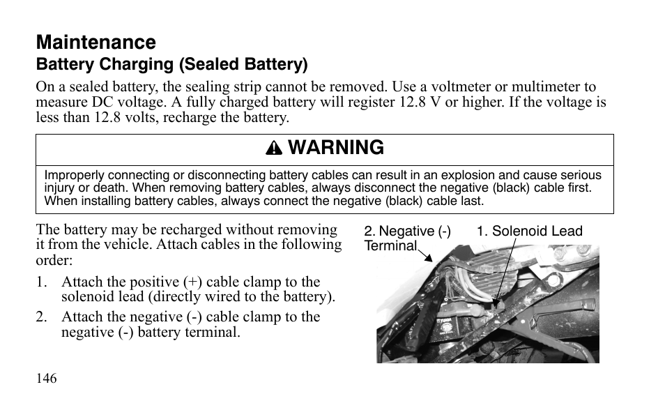 Maintenance, Warning | Polaris Outlaw 450 S User Manual | Page 149 / 218