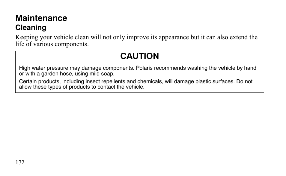 Maintenance, Caution | Polaris Outlaw 450 S User Manual | Page 175 / 218