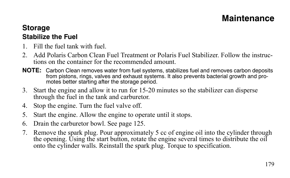 Maintenance | Polaris Outlaw 450 S User Manual | Page 182 / 218