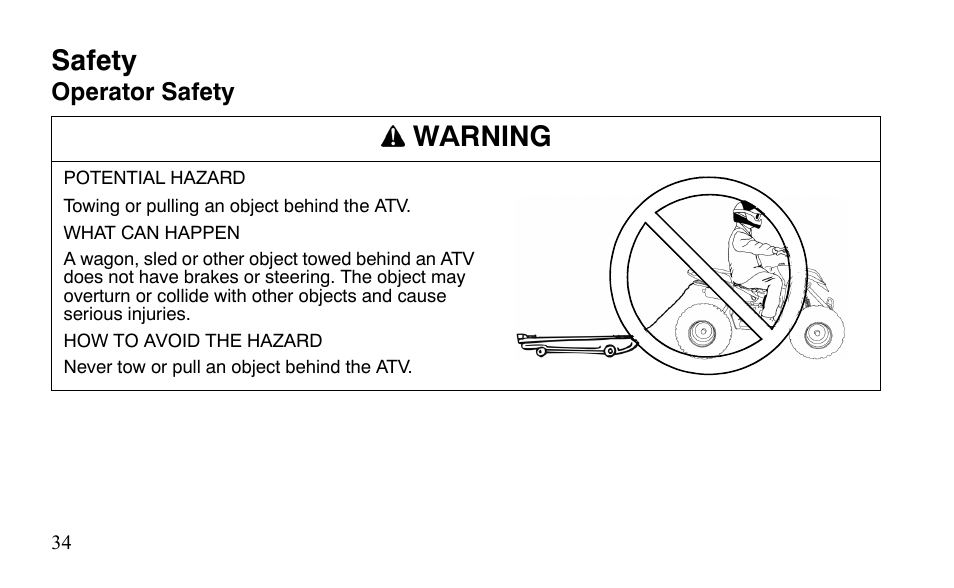 Safety, Warning | Polaris Outlaw 450 S User Manual | Page 37 / 218