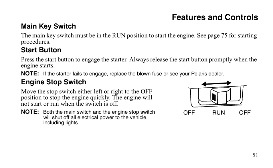 Features and controls | Polaris Outlaw 450 S User Manual | Page 54 / 218