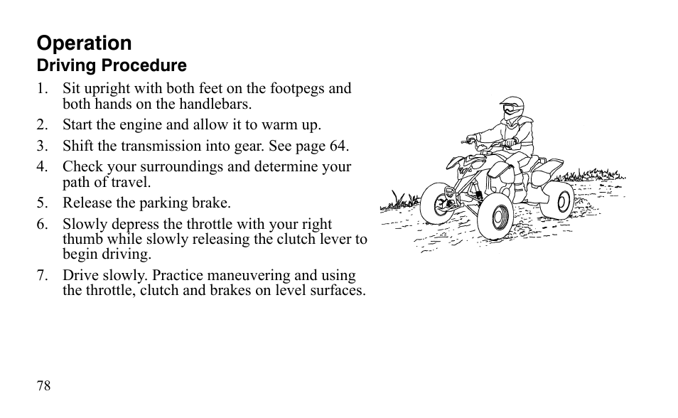 Operation | Polaris Outlaw 450 S User Manual | Page 81 / 218