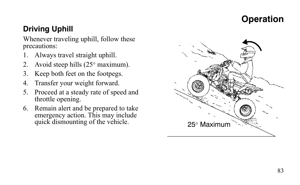 Operation | Polaris Outlaw 450 S User Manual | Page 86 / 218