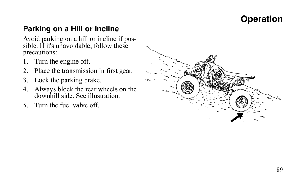 Operation | Polaris Outlaw 450 S User Manual | Page 92 / 218