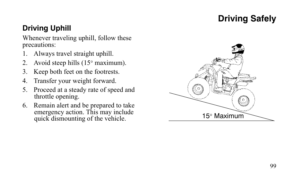 Driving safely | Polaris Outlaw 9921488 User Manual | Page 102 / 199