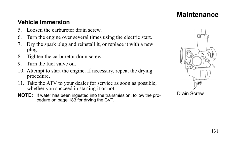 Maintenance | Polaris Outlaw 9921488 User Manual | Page 134 / 199