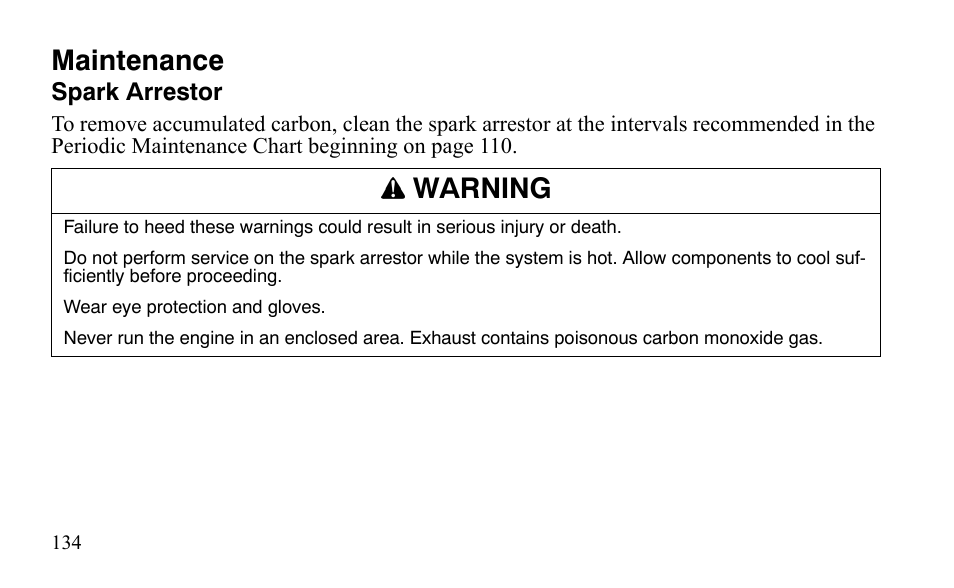 Maintenance, Warning | Polaris Outlaw 9921488 User Manual | Page 137 / 199