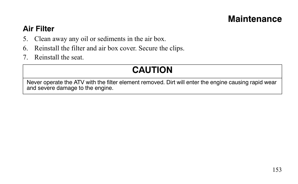 Maintenance, Caution | Polaris Outlaw 9921488 User Manual | Page 156 / 199