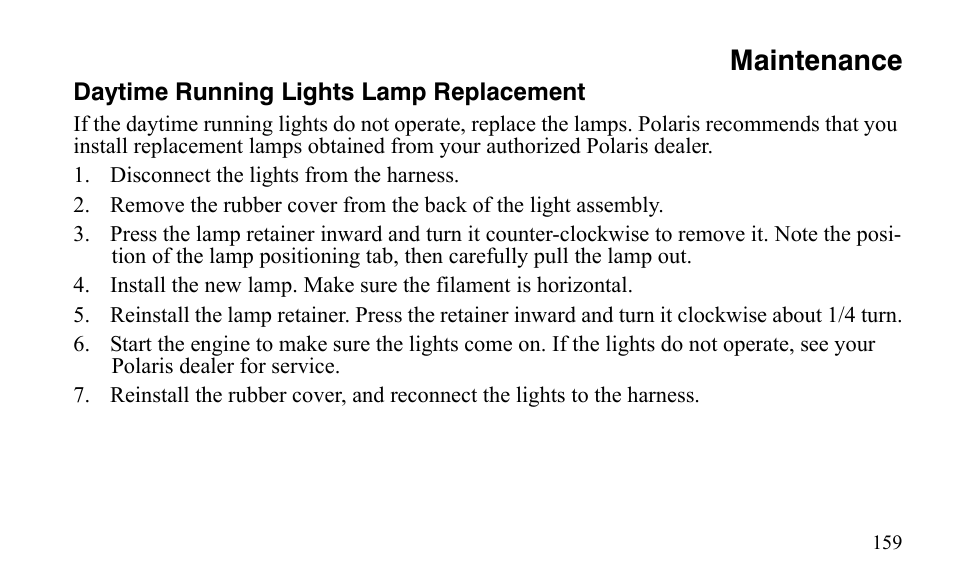 Maintenance | Polaris Outlaw 9921488 User Manual | Page 162 / 199