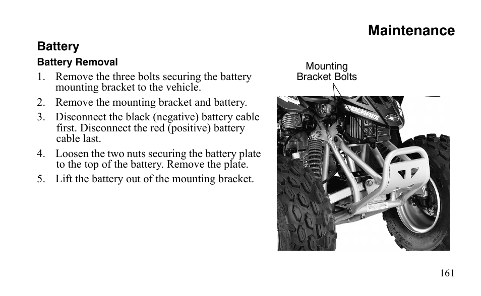 Maintenance | Polaris Outlaw 9921488 User Manual | Page 164 / 199