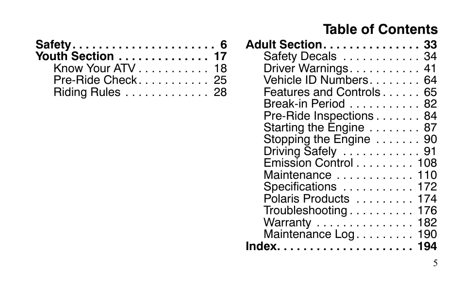 Polaris Outlaw 9921488 User Manual | Page 8 / 199