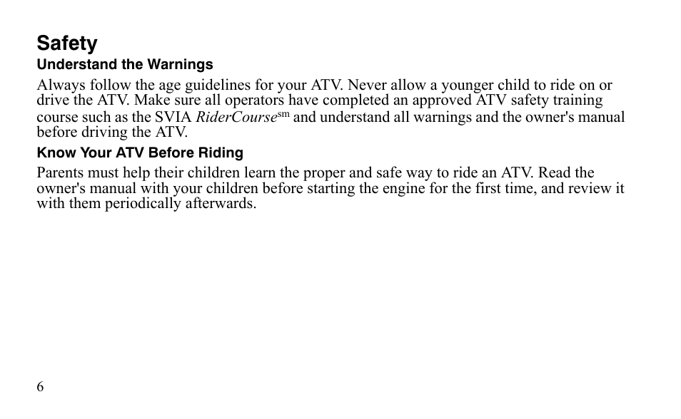 Safety | Polaris Outlaw 9921488 User Manual | Page 9 / 199