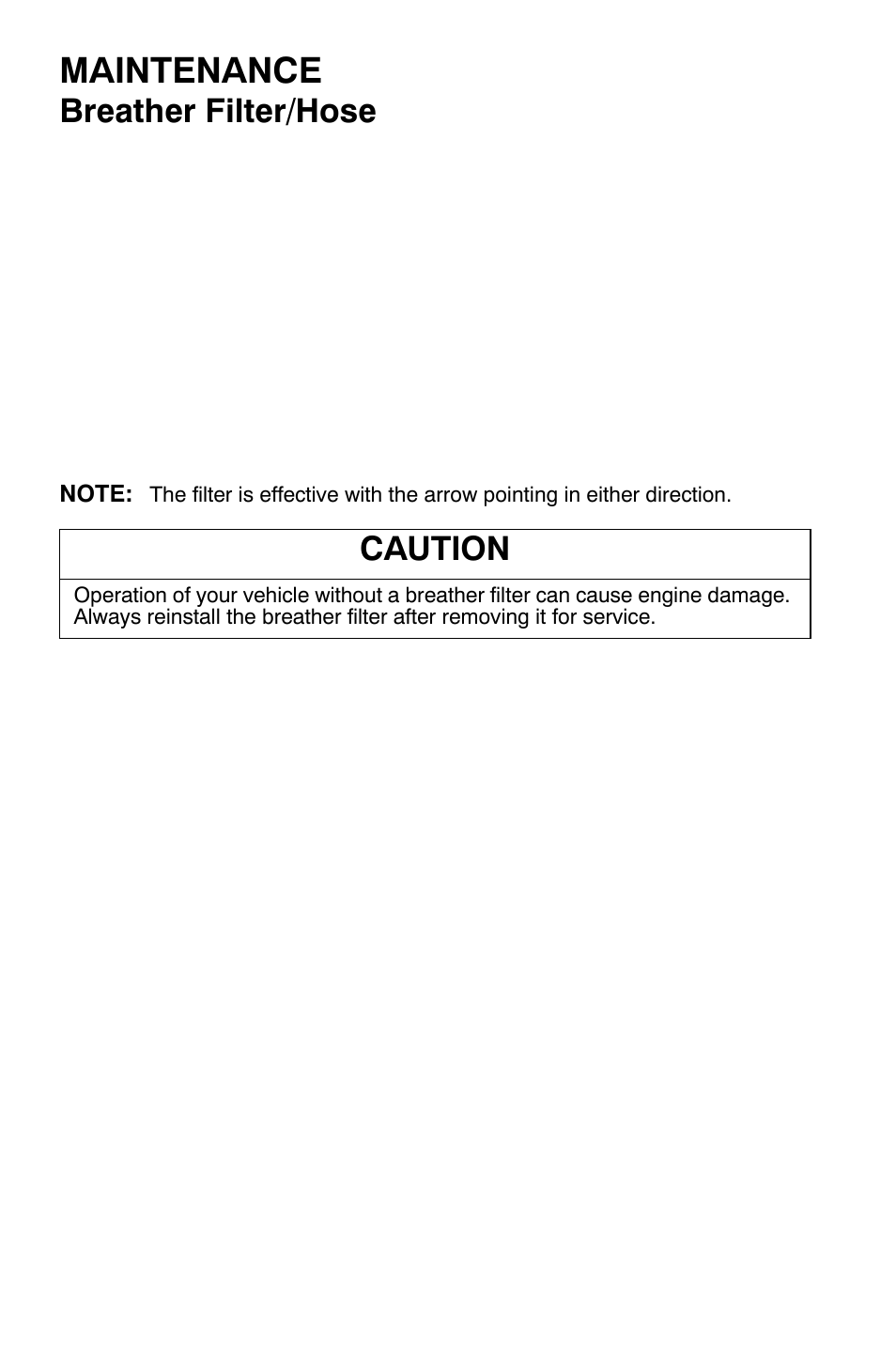 Maintenance, Breather filter/hose, Caution | Polaris Sportsman 9921477 User Manual | Page 100 / 143