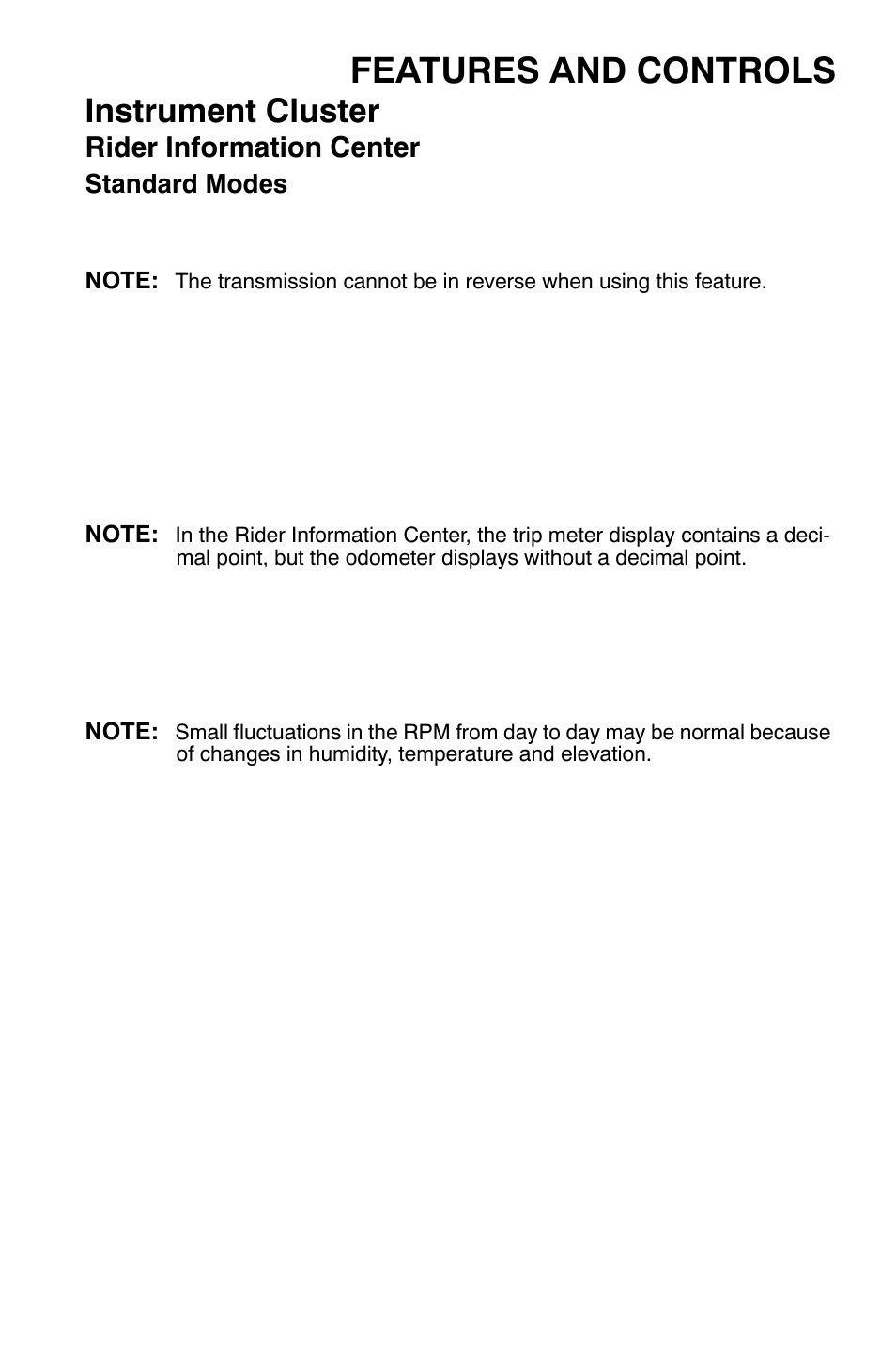 Features and controls, Instrument cluster, Rider information center | Polaris Sportsman 9921477 User Manual | Page 49 / 143