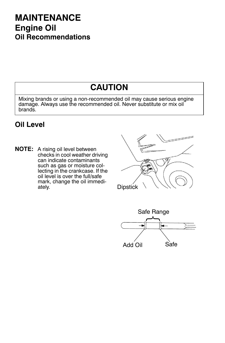 Maintenance, Engine oil, Caution | Polaris Sportsman 9921477 User Manual | Page 80 / 143