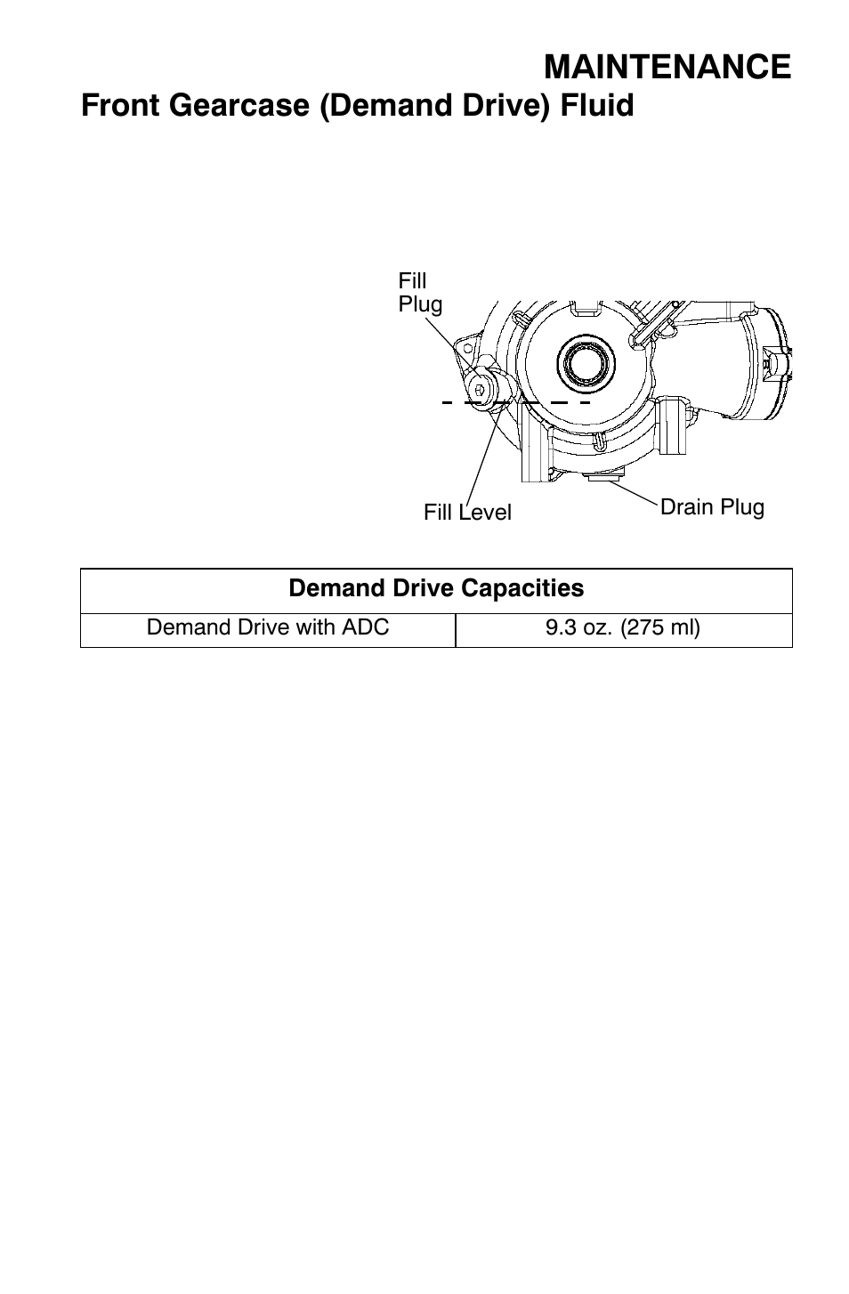Maintenance, Front gearcase (demand drive) fluid | Polaris Sportsman 9921477 User Manual | Page 87 / 143