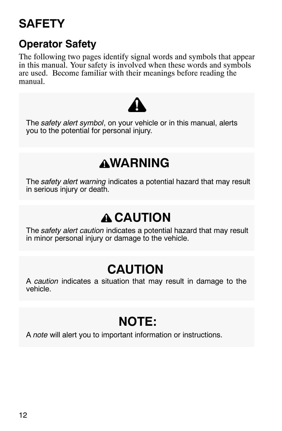 Caution warning, Safety, Operator safety | Polaris 700 User Manual | Page 14 / 129