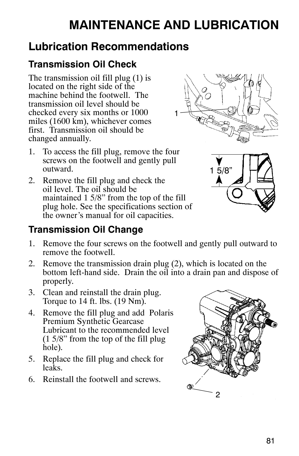 Maintenance and lubrication, Lubrication recommendations | Polaris 700 User Manual | Page 83 / 129