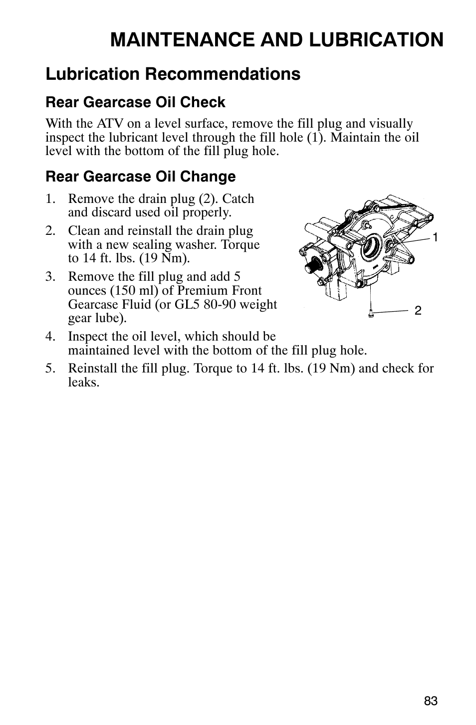 Maintenance and lubrication, Lubrication recommendations | Polaris 700 User Manual | Page 85 / 129