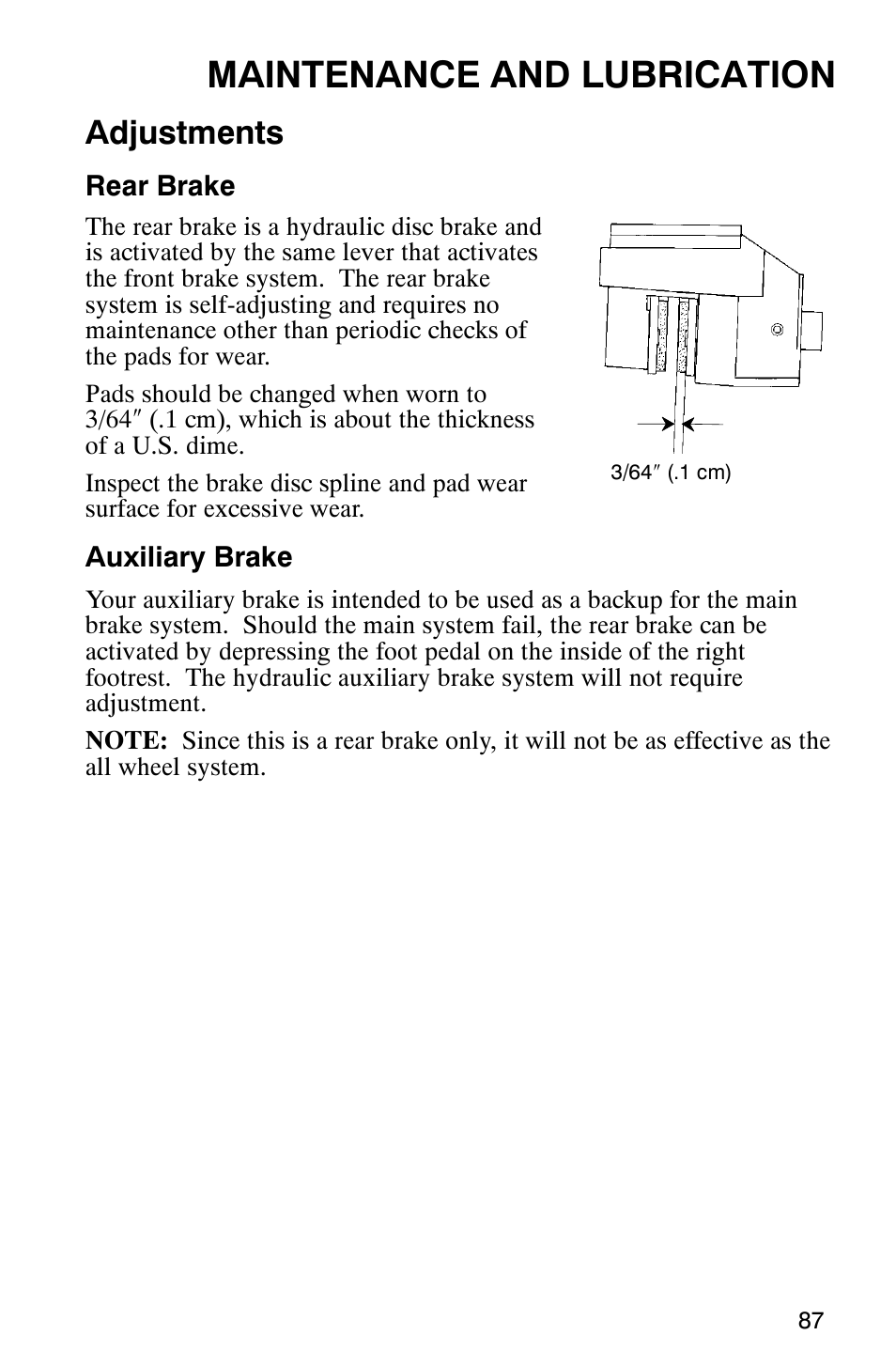 Maintenance and lubrication, Adjustments | Polaris 700 User Manual | Page 89 / 129