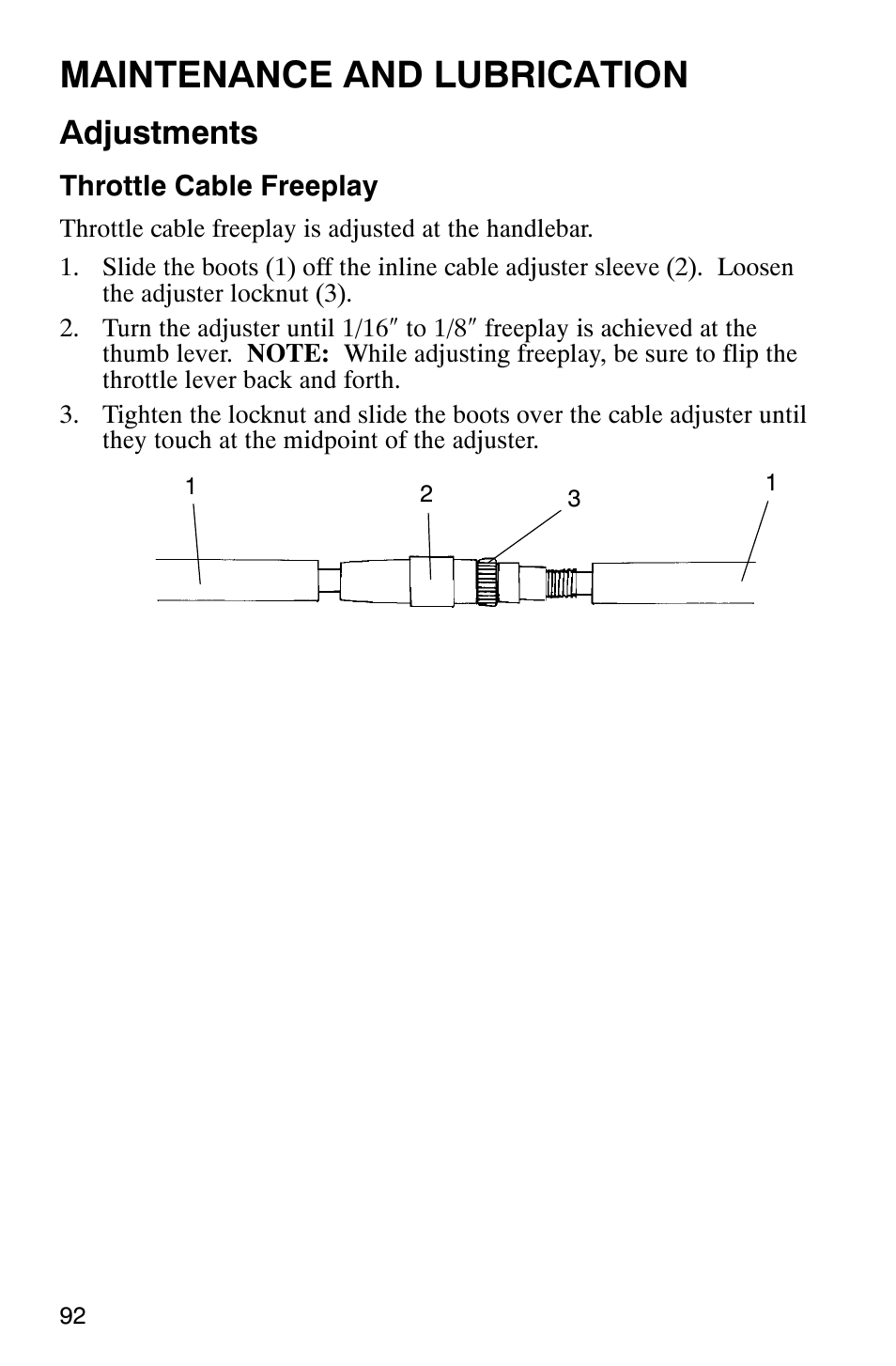 Maintenance and lubrication, Adjustments | Polaris 700 User Manual | Page 94 / 129