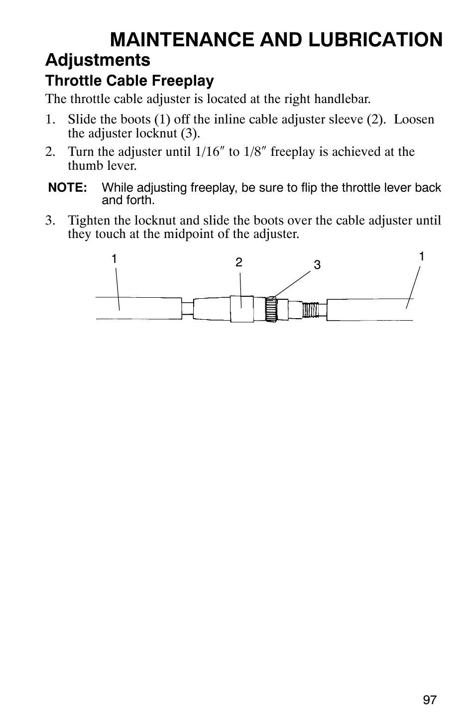 Maintenance and lubrication, Adjustments | Polaris Magnum 330 2x4 User Manual | Page 100 / 126