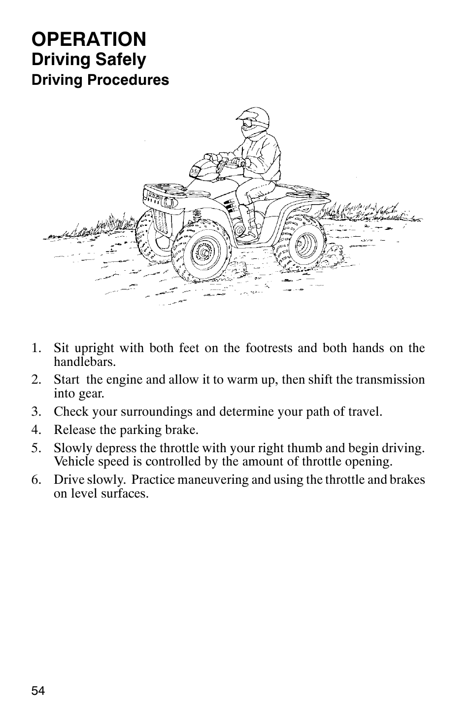 Operation, Driving safely | Polaris Magnum 330 2x4 User Manual | Page 57 / 126