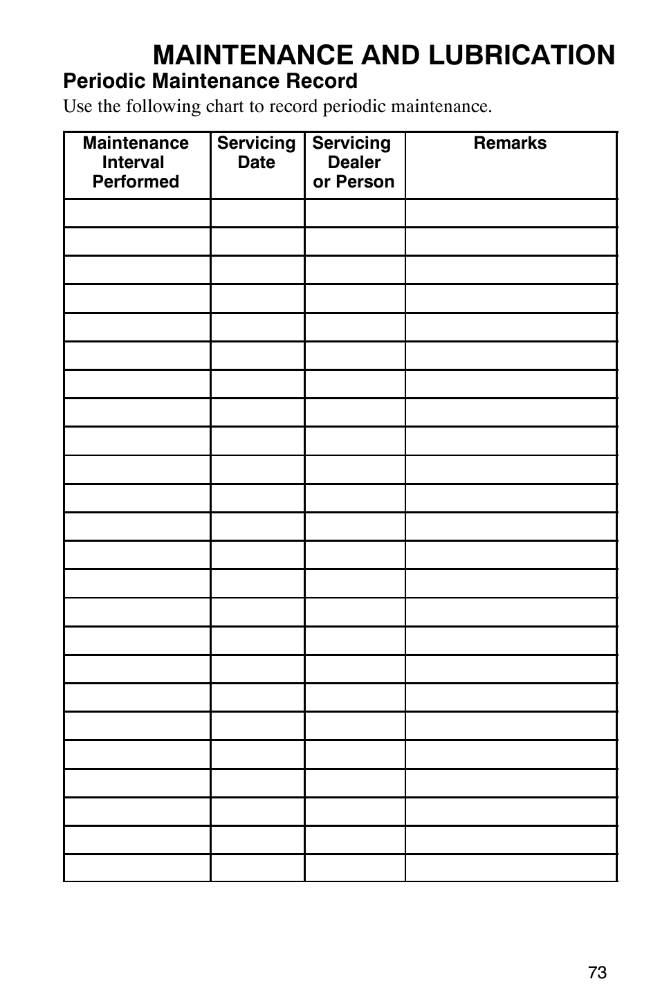 Maintenance and lubrication | Polaris Magnum 330 2x4 User Manual | Page 76 / 126