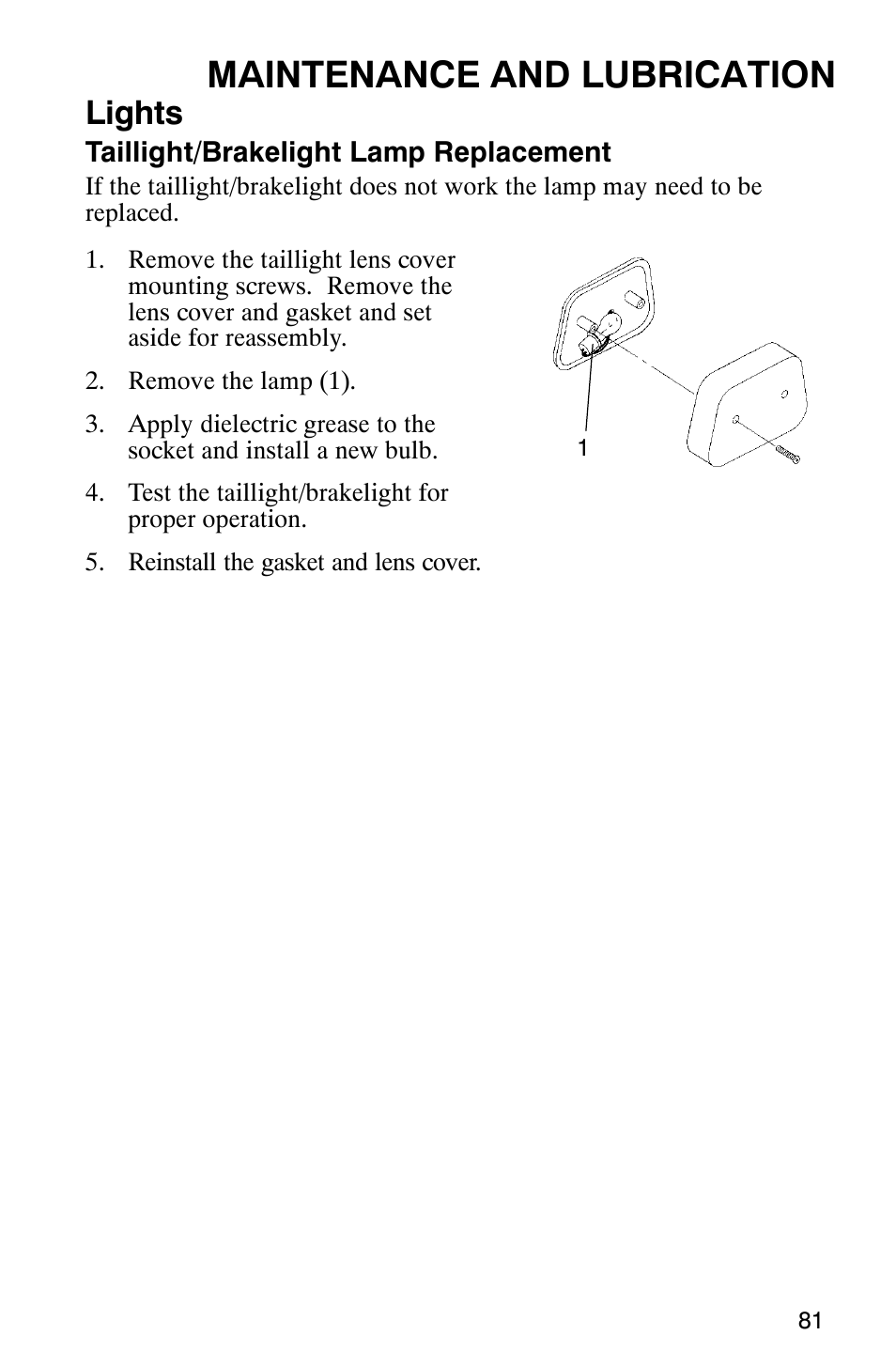 Maintenance and lubrication, Lights | Polaris Magnum 330 2x4 User Manual | Page 84 / 126