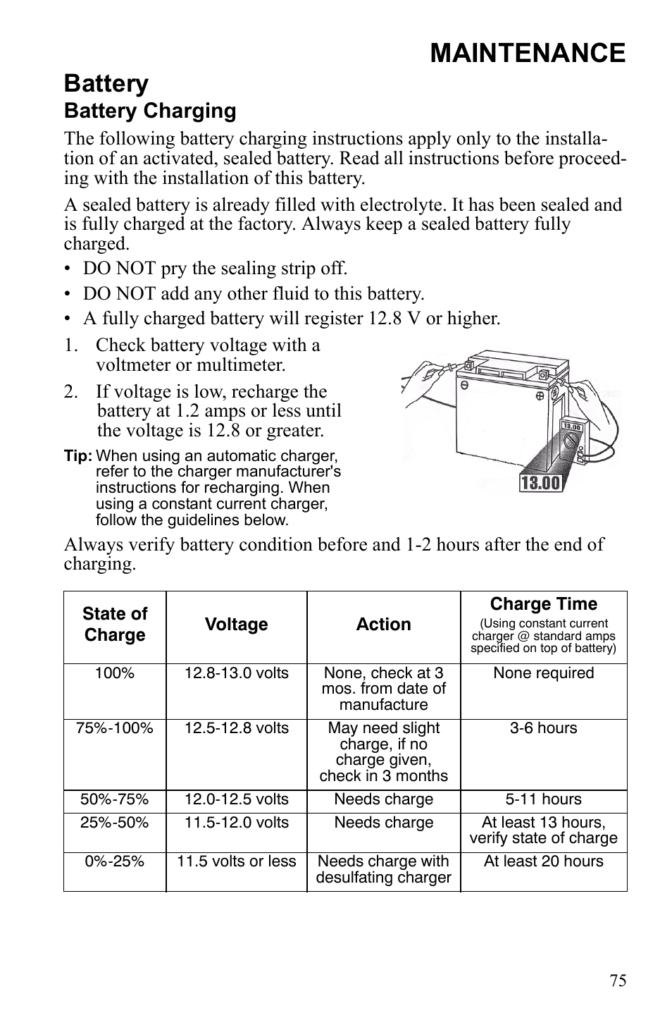 Maintenance, Battery, Battery charging | Polaris Phoenix 9922500 User Manual | Page 77 / 96