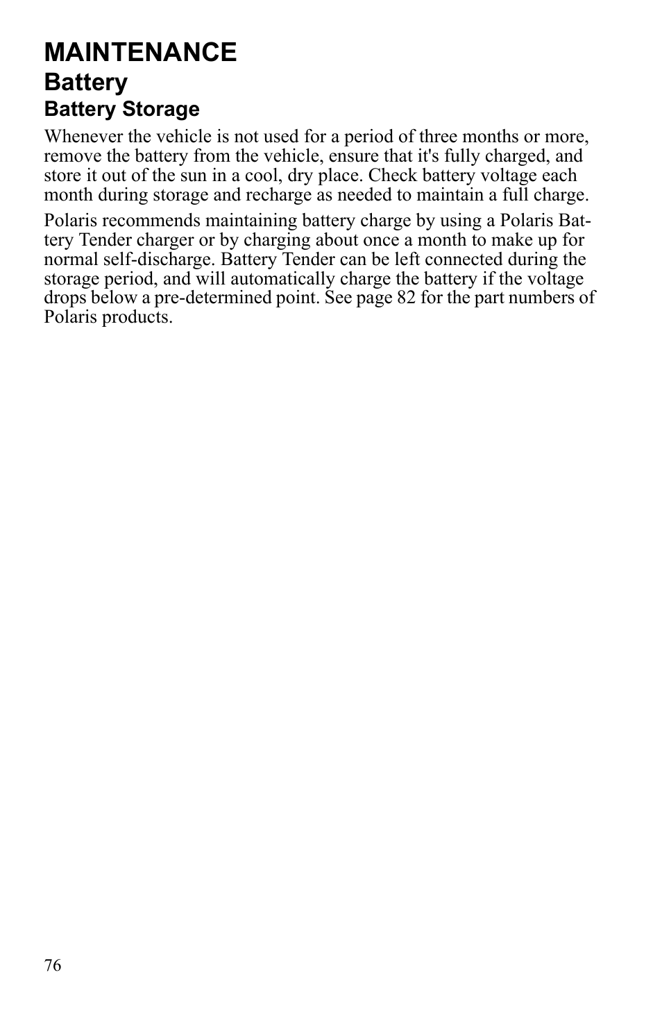 Maintenance, Battery | Polaris Phoenix 9922500 User Manual | Page 78 / 96