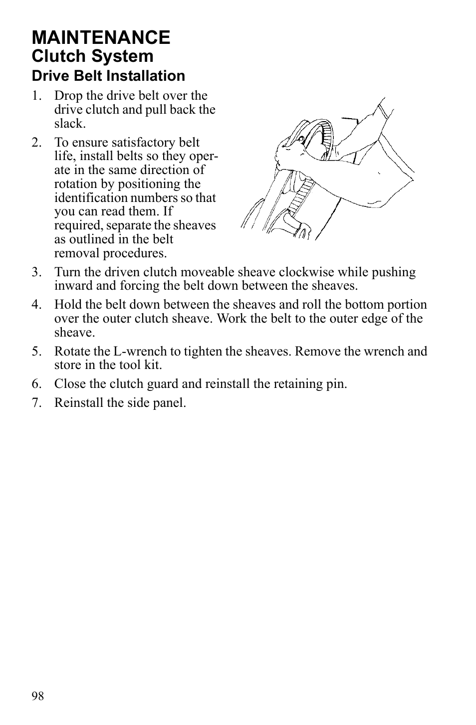 Maintenance, Clutch system | Polaris 600 RUSH User Manual | Page 102 / 134