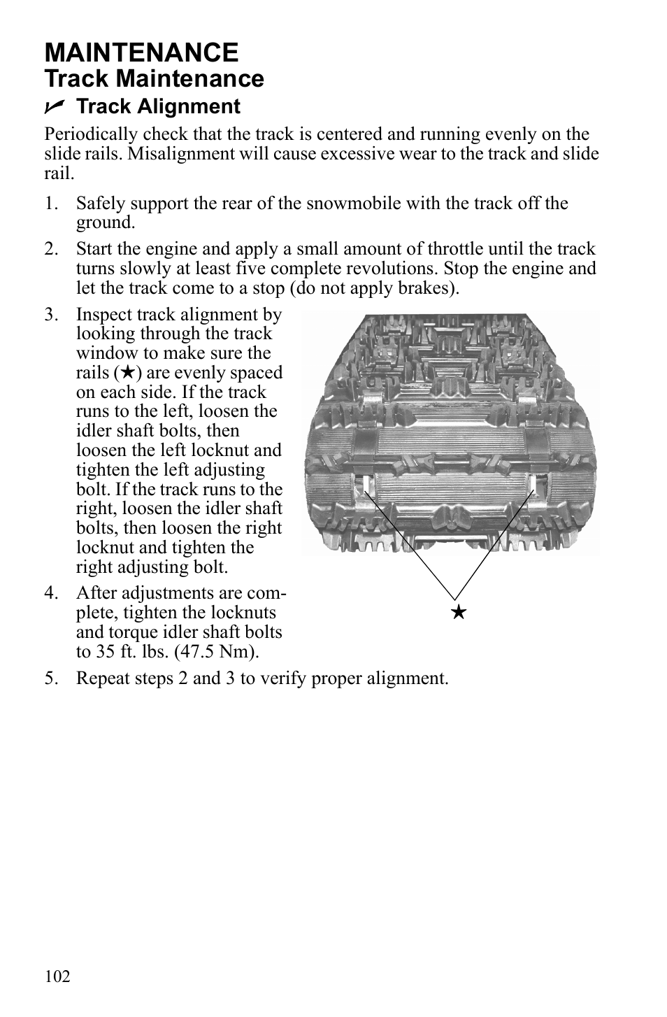 Maintenance, Track maintenance | Polaris 600 RUSH User Manual | Page 106 / 134