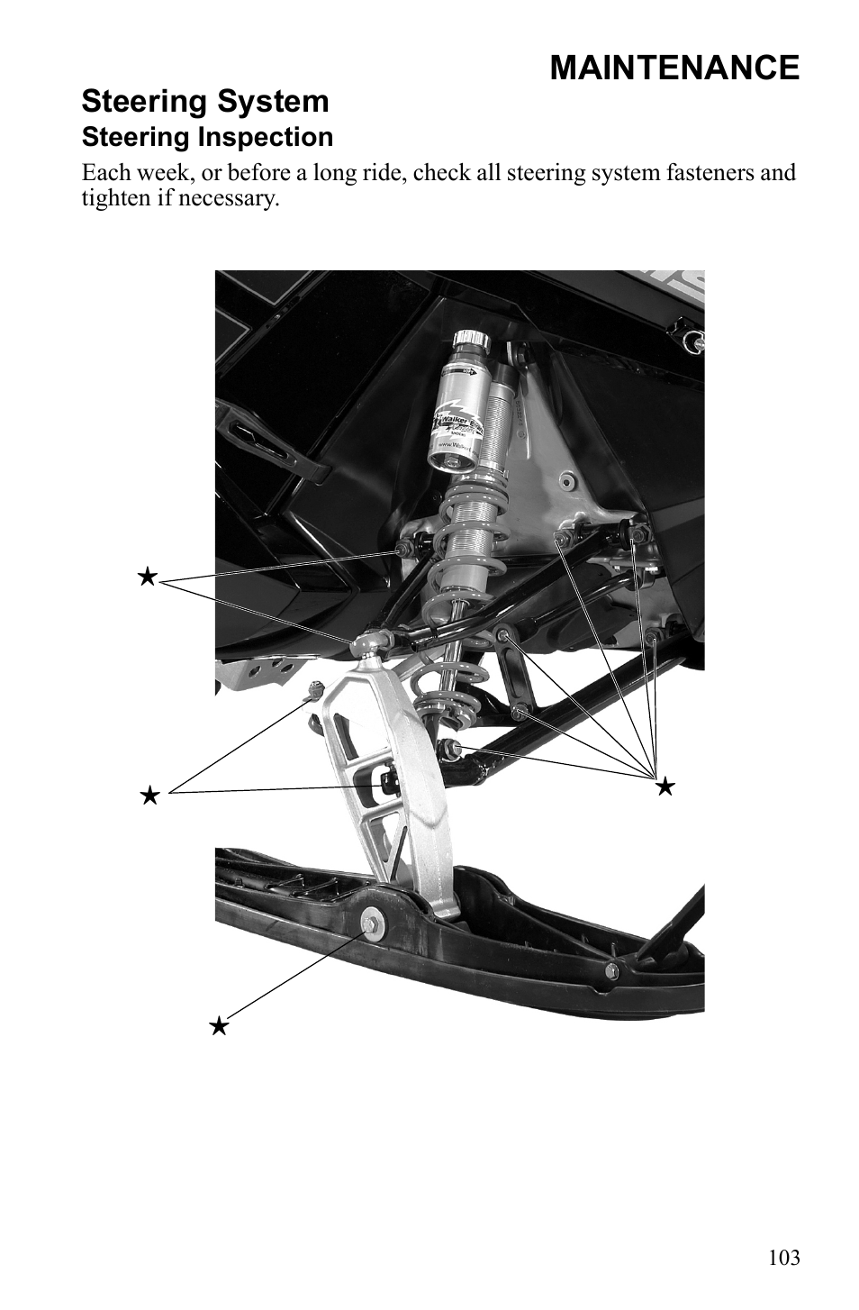 Maintenance, Steering system | Polaris 600 RUSH User Manual | Page 107 / 134