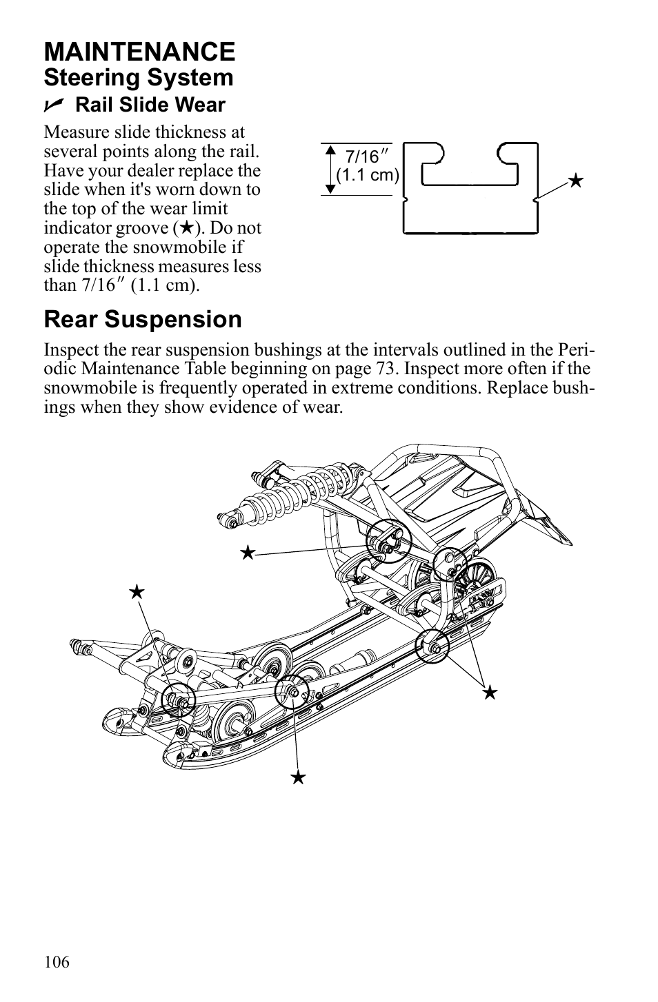 Maintenance, Steering system, Rear suspension | Polaris 600 RUSH User Manual | Page 110 / 134