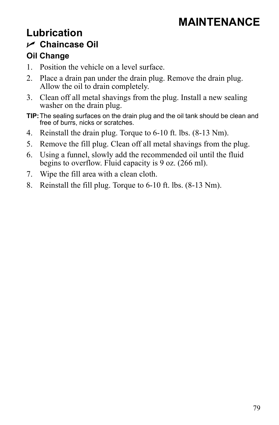 Maintenance, Lubrication | Polaris 600 RUSH User Manual | Page 83 / 134