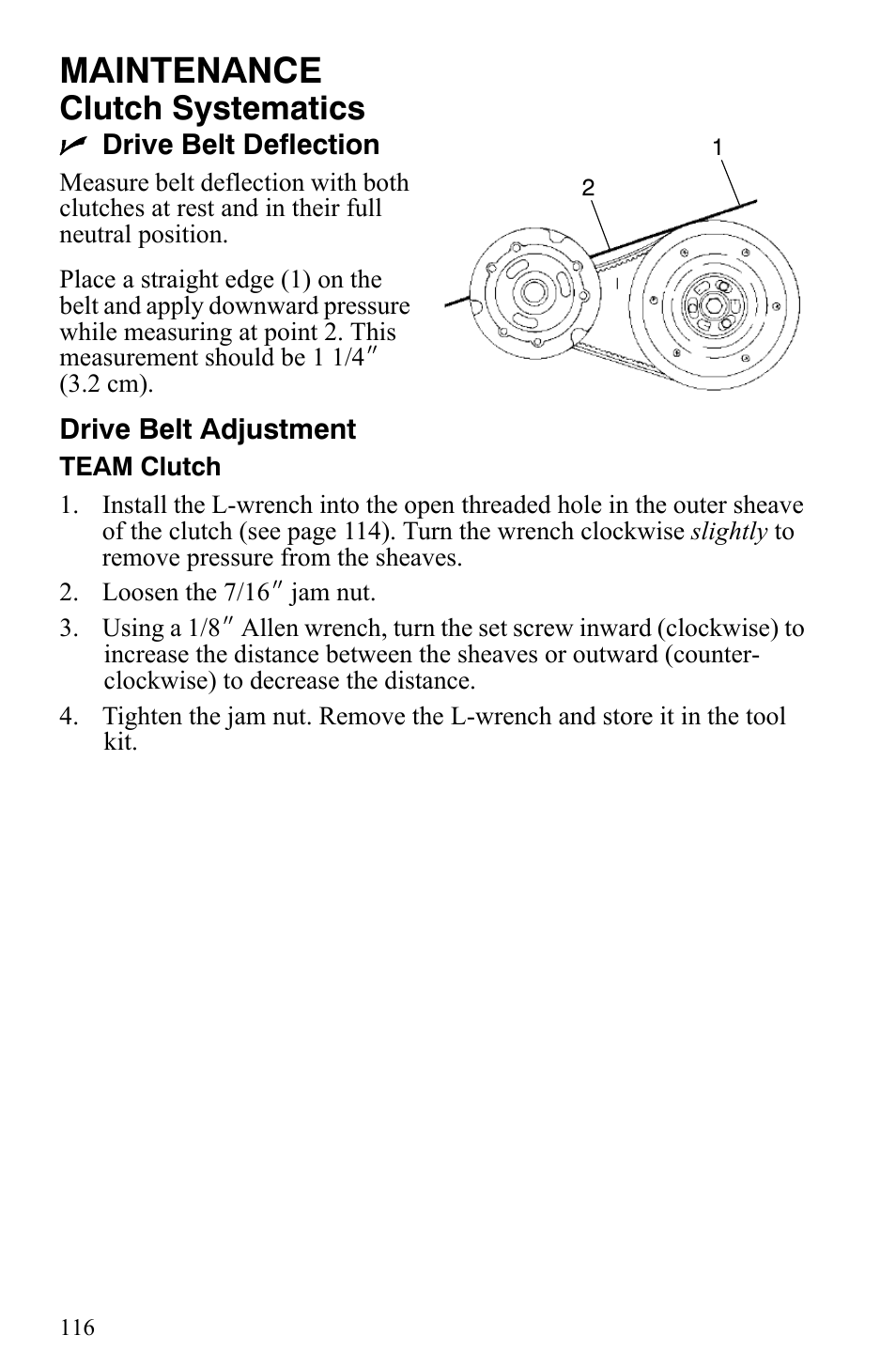 Maintenance, Clutch systematics | Polaris 600 HO IQ Touring CFI User Manual | Page 119 / 155