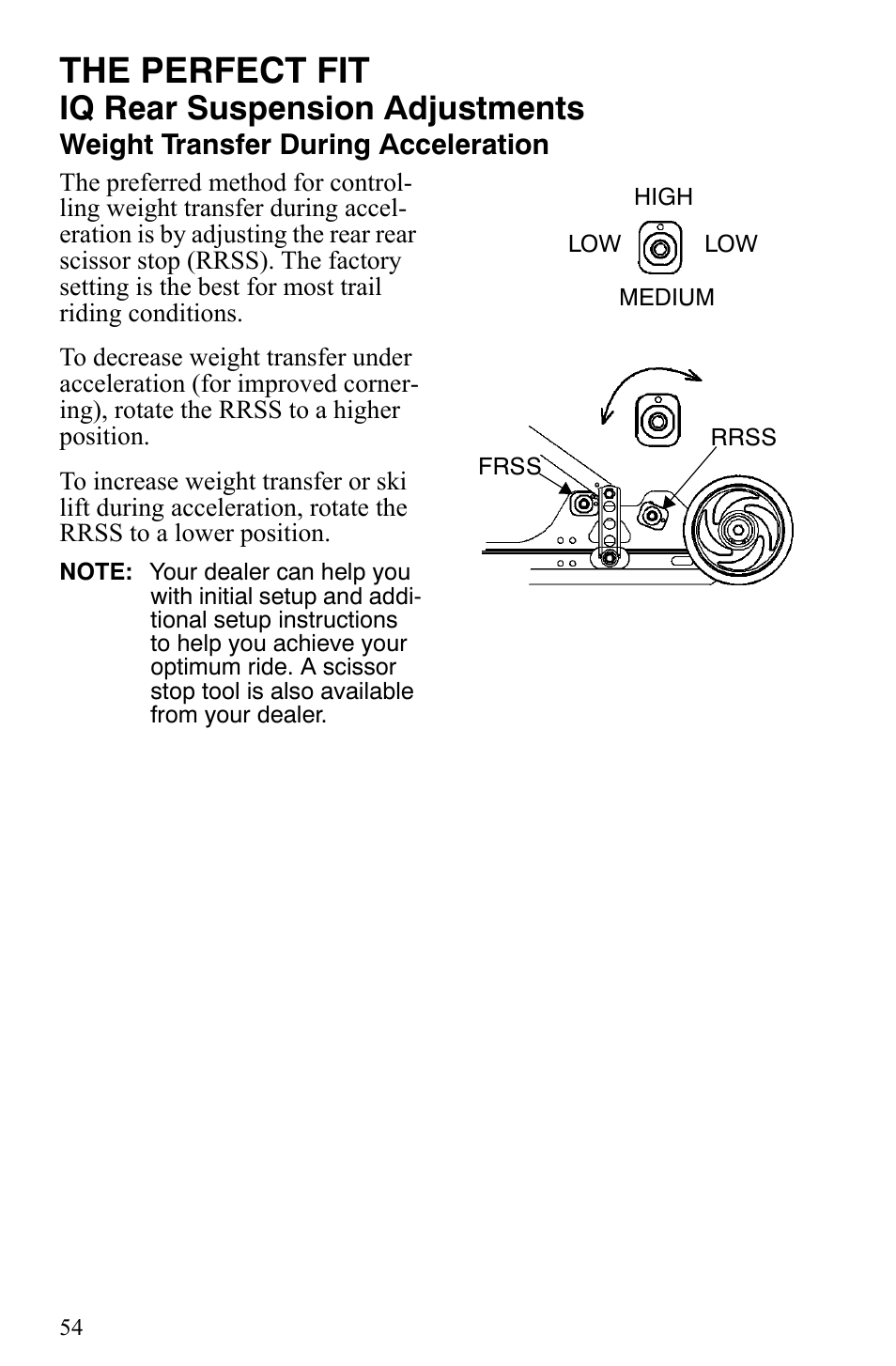 The perfect fit, Iq rear suspension adjustments | Polaris 600 HO IQ Touring CFI User Manual | Page 57 / 155