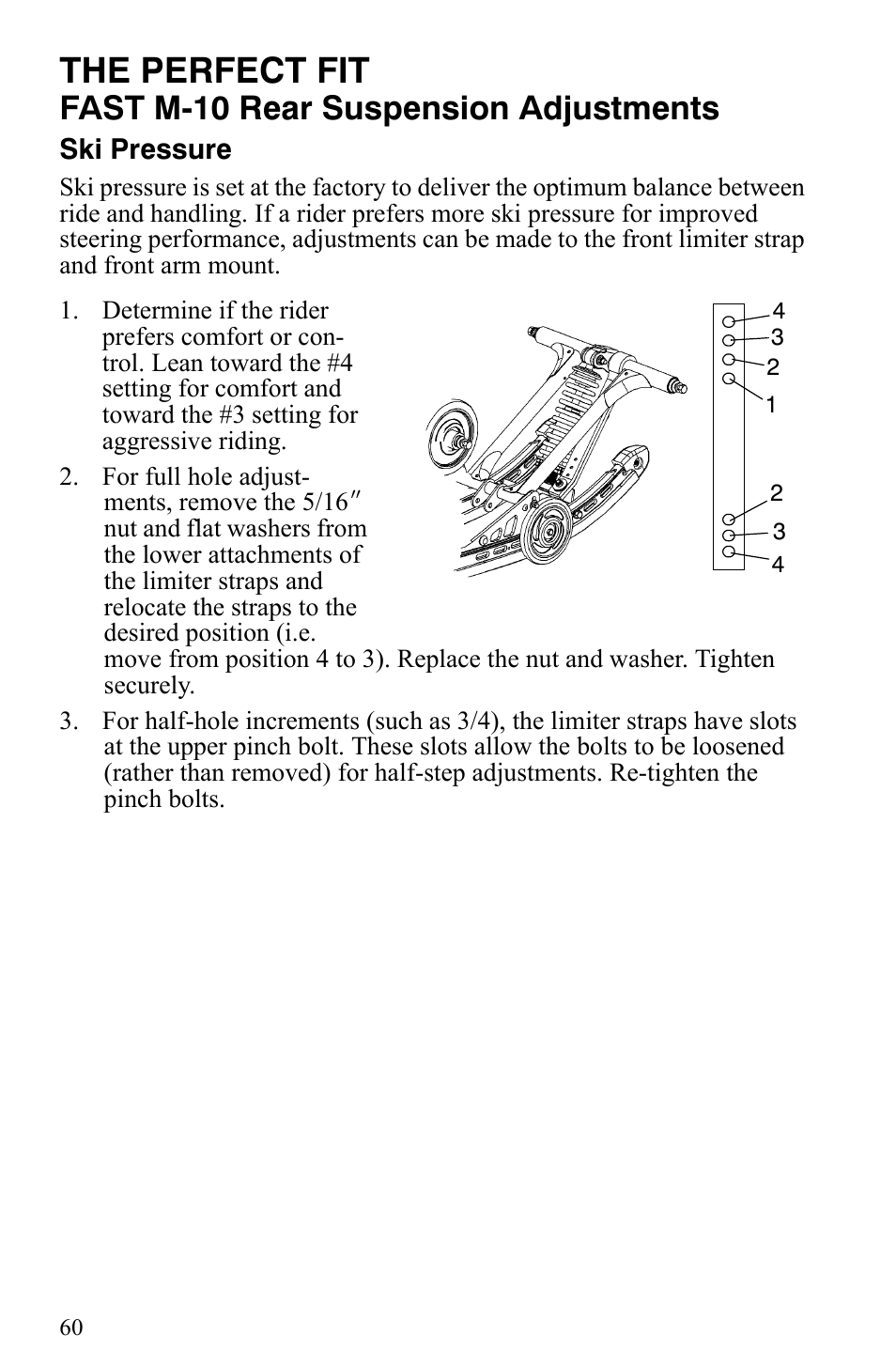 The perfect fit, Fast m-10 rear suspension adjustments | Polaris 600 HO IQ Touring CFI User Manual | Page 63 / 155
