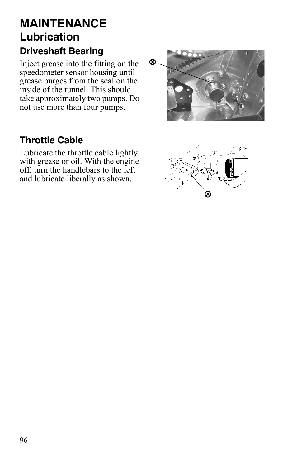 Maintenance, Lubrication | Polaris 600 HO IQ Touring CFI User Manual | Page 99 / 155