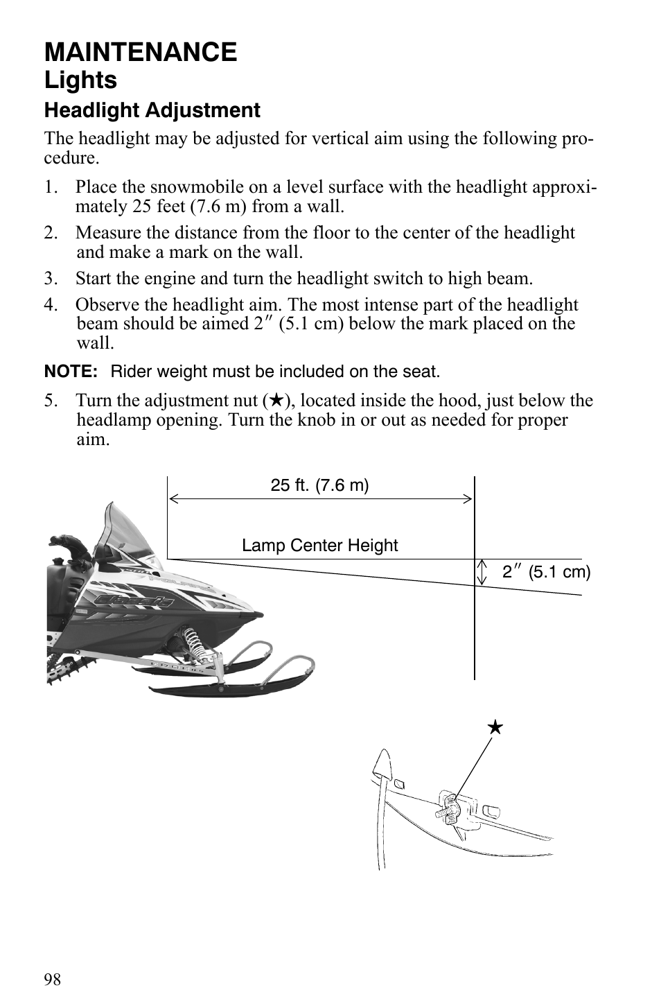 Maintenance, Lights | Polaris 500 XC SP User Manual | Page 101 / 148