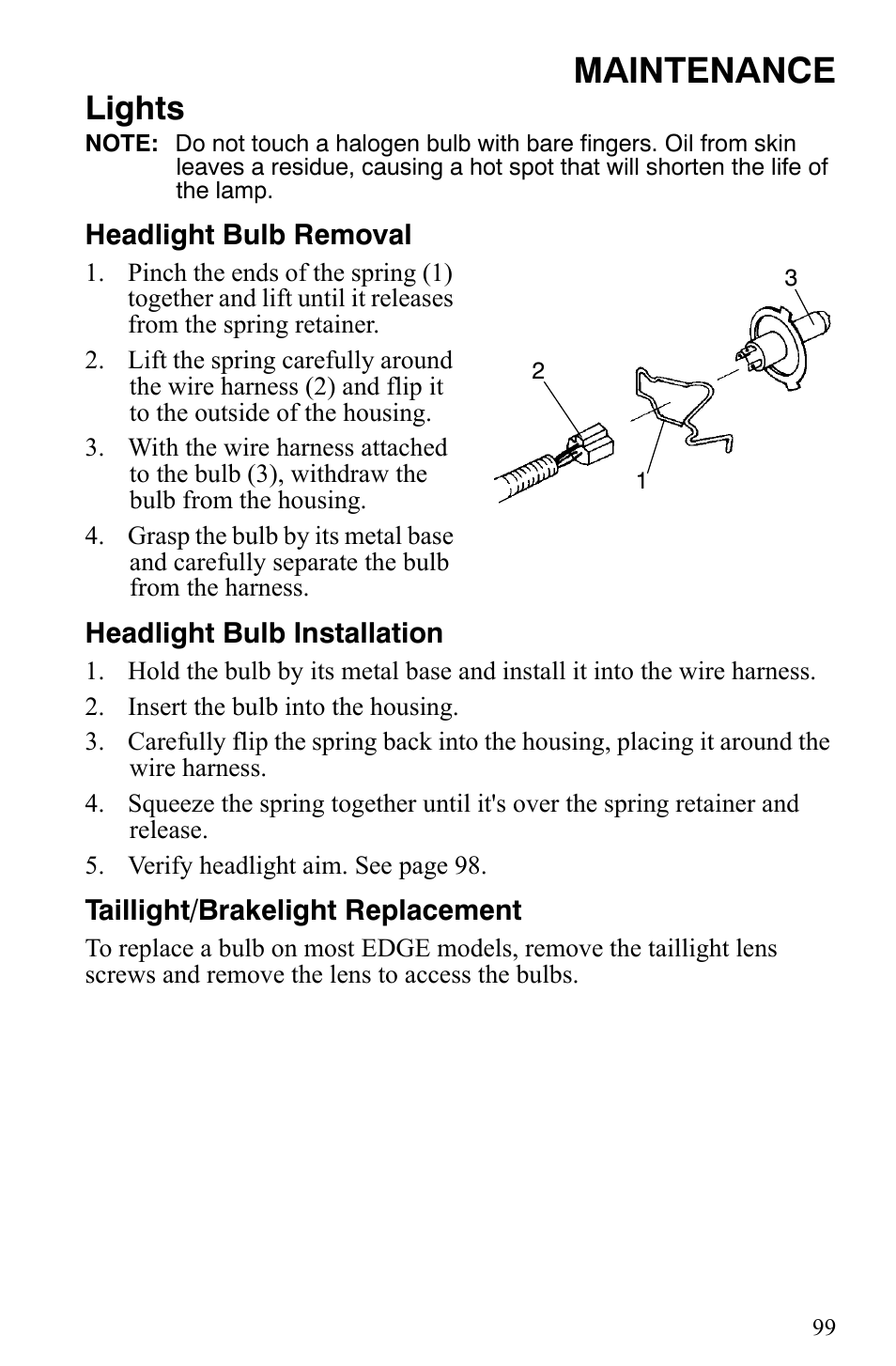 Maintenance, Lights | Polaris 500 XC SP User Manual | Page 102 / 148