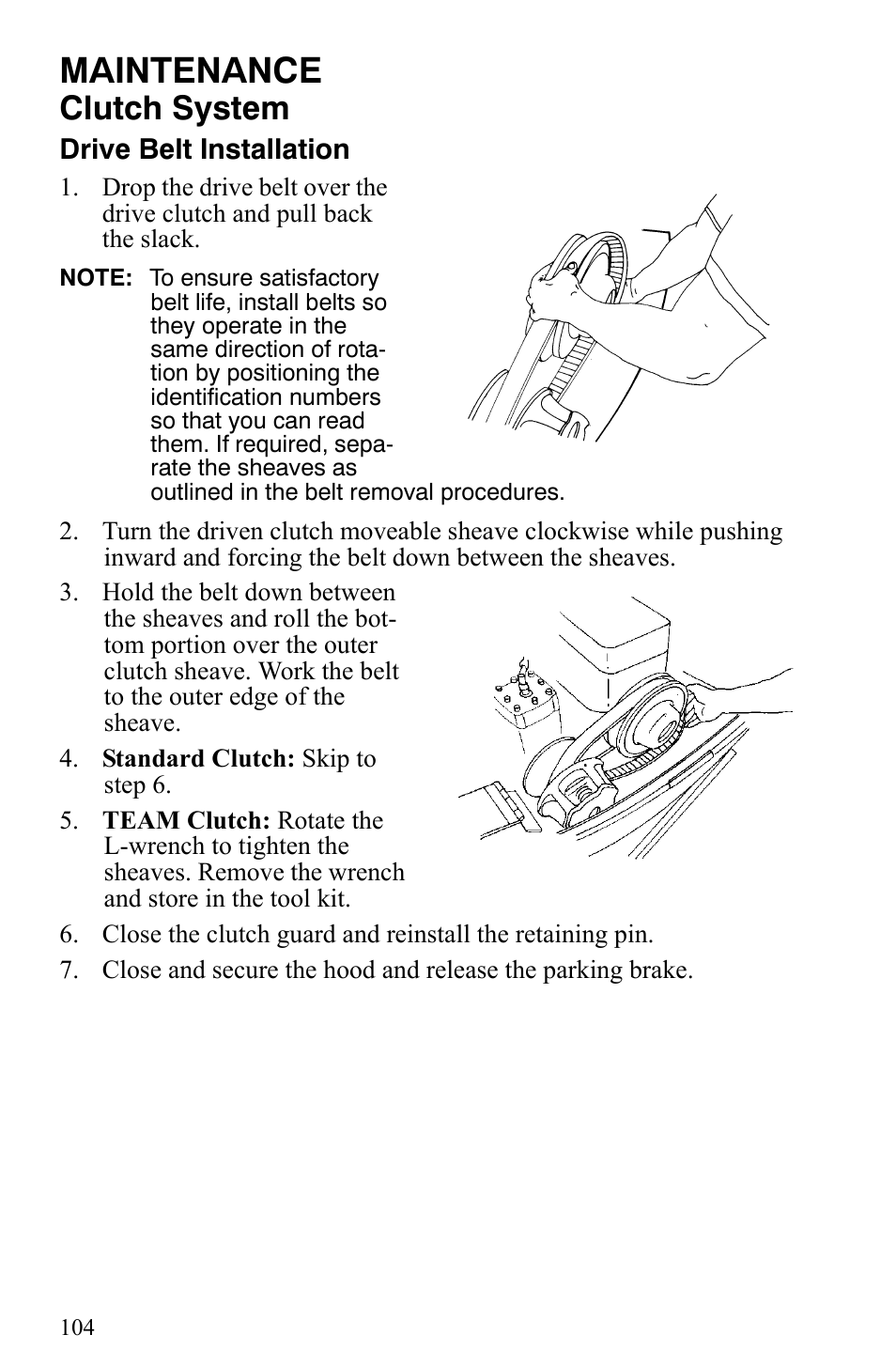 Maintenance, Clutch system | Polaris 500 XC SP User Manual | Page 107 / 148