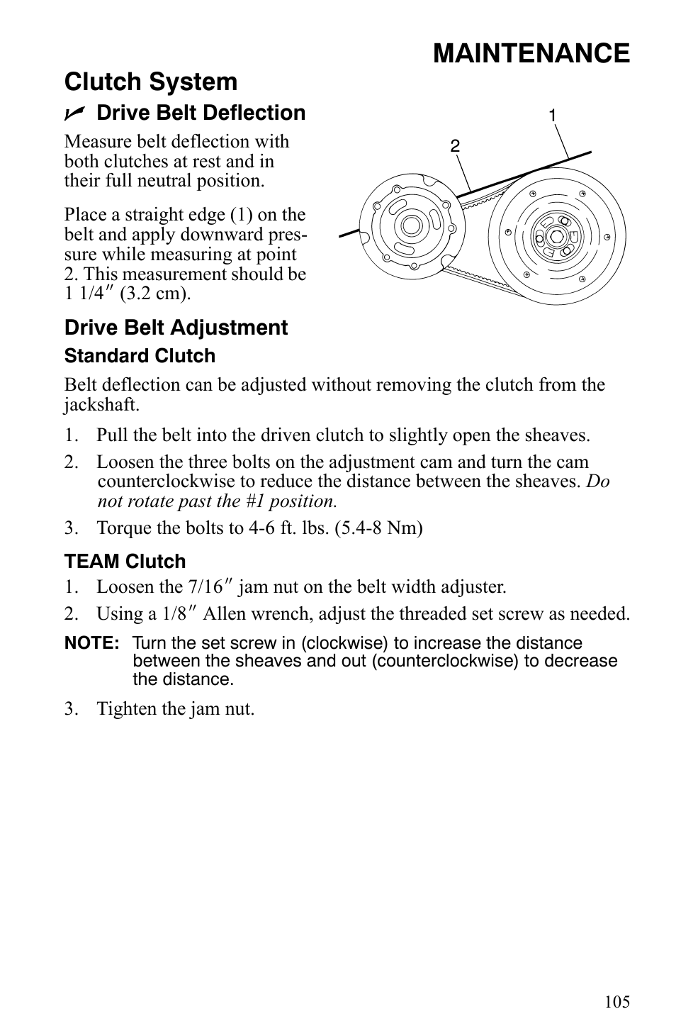 Maintenance, Clutch system | Polaris 500 XC SP User Manual | Page 108 / 148