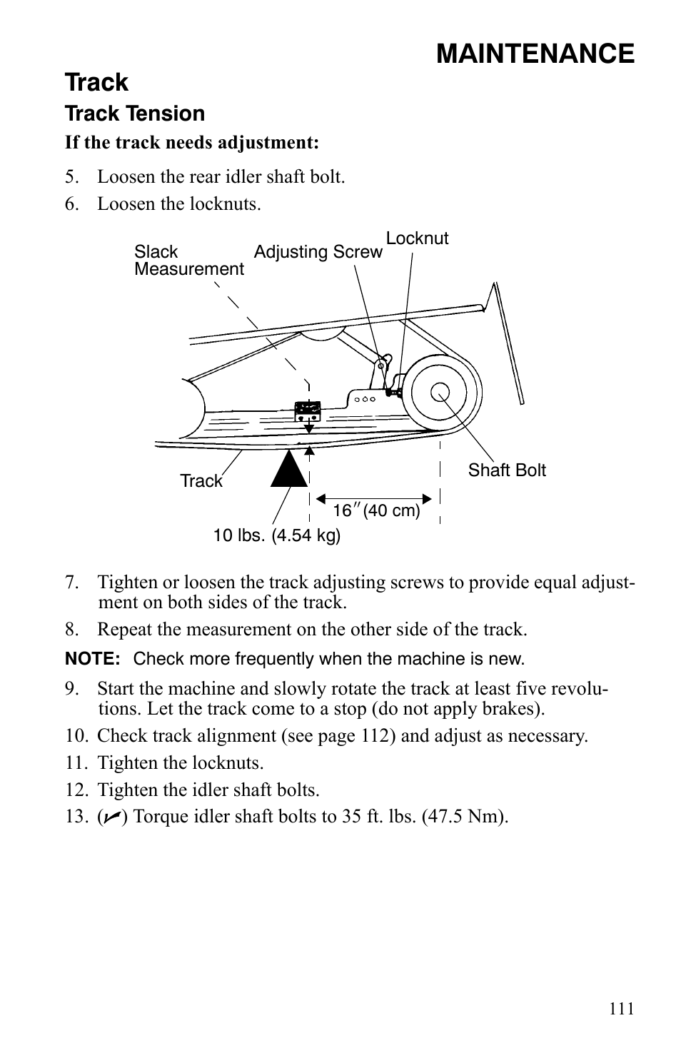 Maintenance, Track | Polaris 500 XC SP User Manual | Page 114 / 148