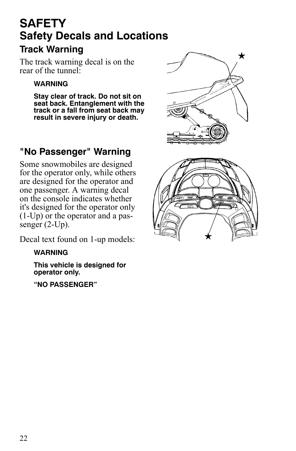 Safety, Safety decals and locations | Polaris 500 XC SP User Manual | Page 25 / 148