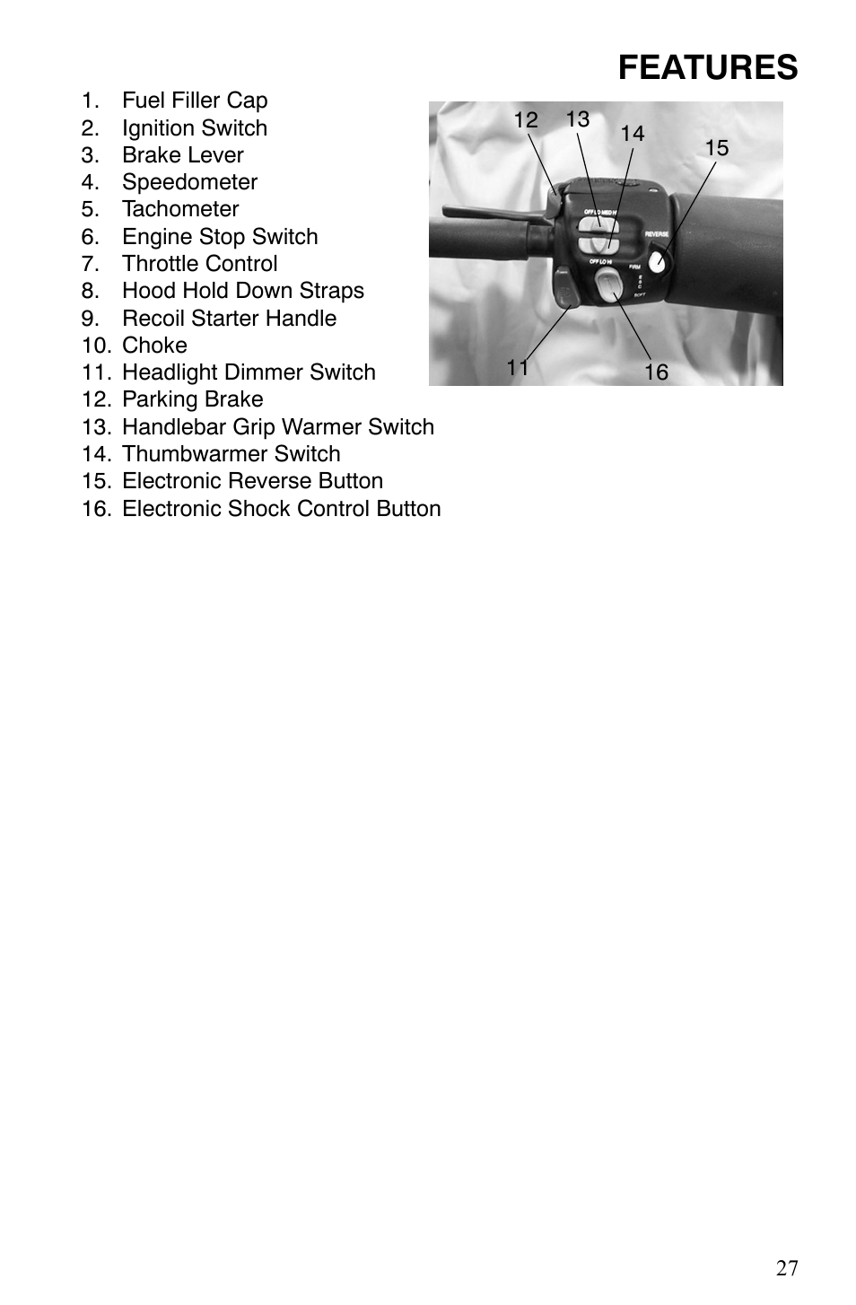 Features | Polaris 500 XC SP User Manual | Page 30 / 148
