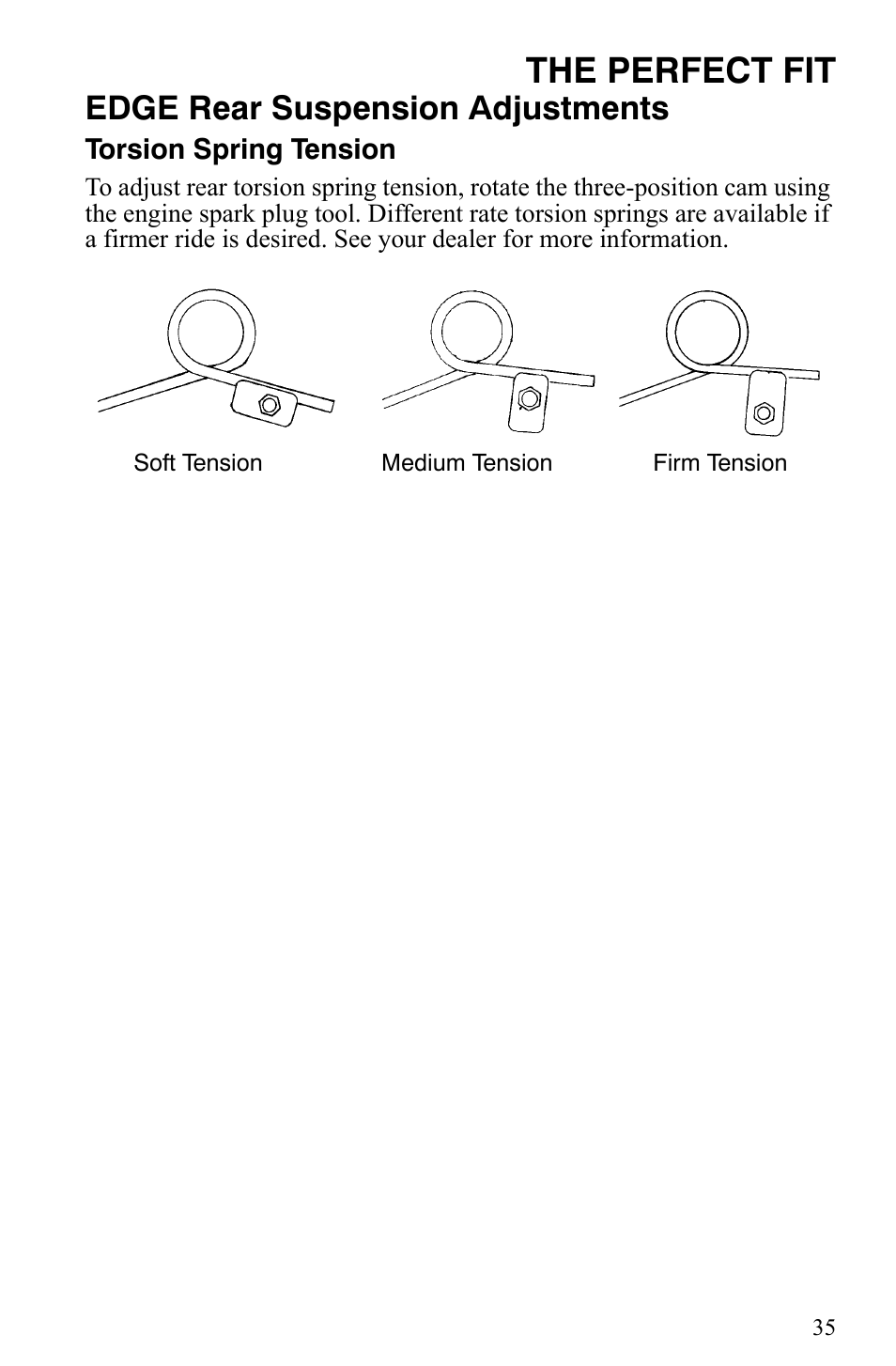 The perfect fit, Edge rear suspension adjustments | Polaris 500 XC SP User Manual | Page 38 / 148