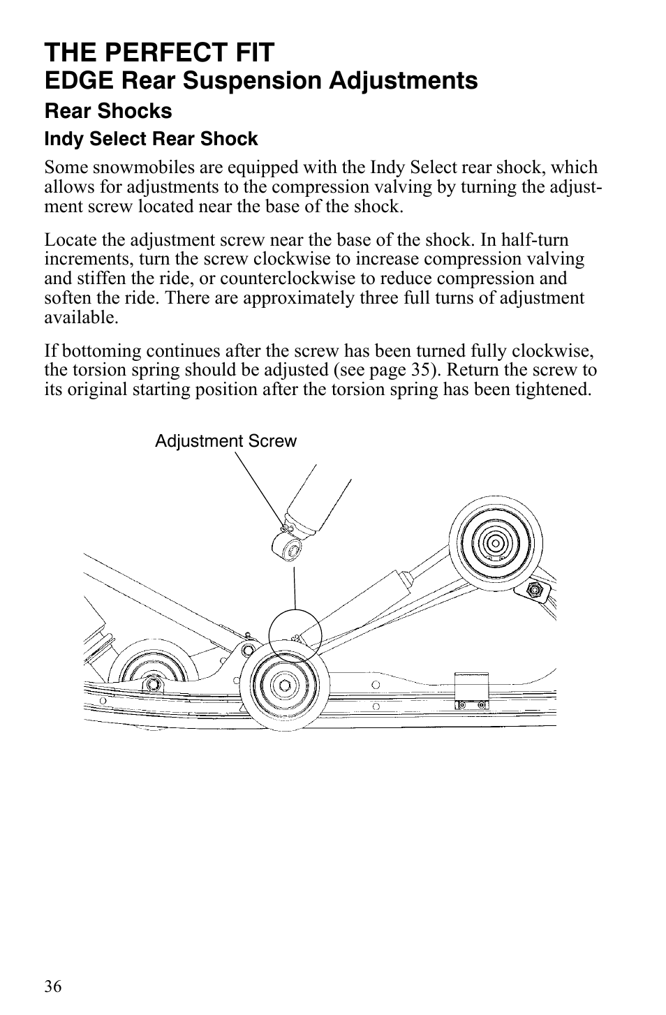 The perfect fit, Edge rear suspension adjustments | Polaris 500 XC SP User Manual | Page 39 / 148